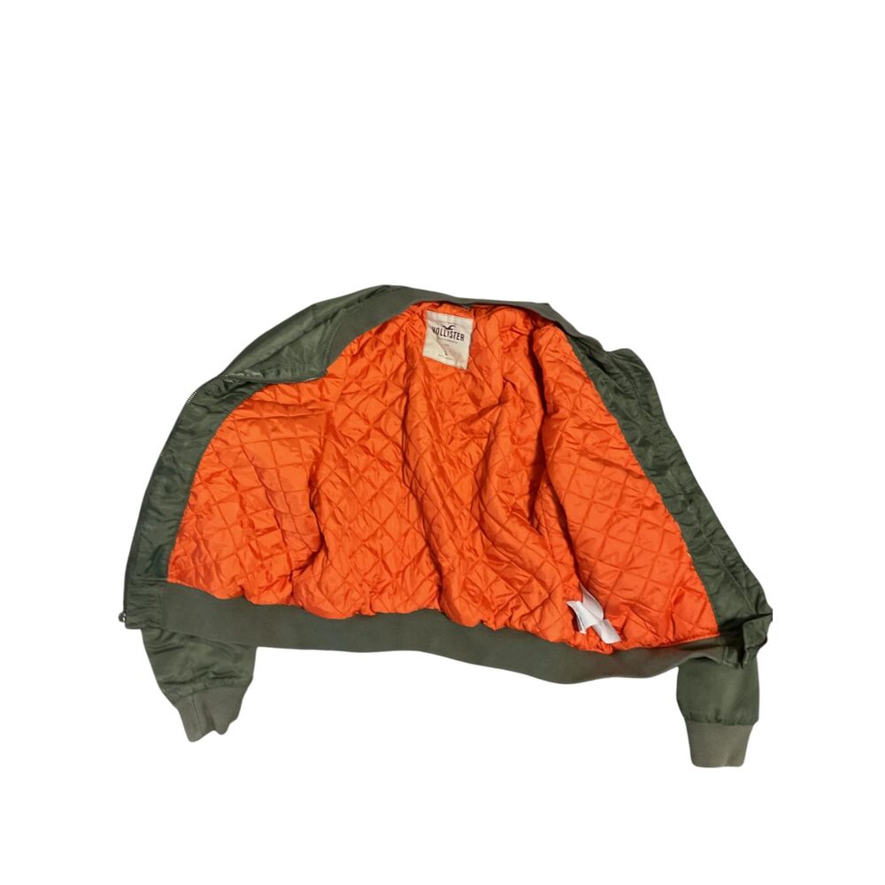 Hollister Green Bomber Jacket Full Zip Size L - Picture 8 of 15